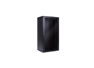 Racková skriňa 19'' 18U (600x450mm - závesná - čierna - presklené dvere)