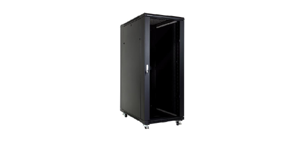Racková skriňa 19'' 27U (600x1000mm - stojaca - čierna - presklené dvere)