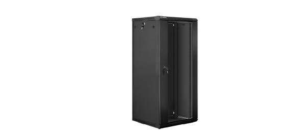 Racková skriňa 19'' 27U (600X600mm - závesná - čierna - presklené dvere)