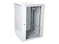 Racková skriňa 19'' 18U (600x600mm - závesná - šedá - presklené dvere)
