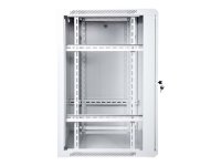 Racková skriňa 19'' 18U (600x600mm - závesná - šedá - presklené dvere)