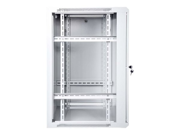 Racková skriňa 19'' 18U (600x600mm - závesná - šedá - presklené dvere)