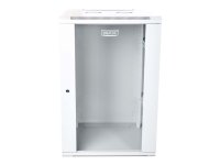 Racková skriňa 19'' 18U (600x600mm - závesná - šedá - presklené dvere)