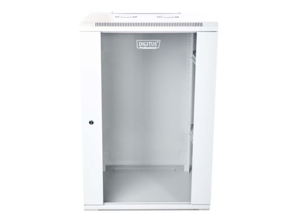 Racková skriňa 19'' 18U (600x600mm - závesná - šedá - presklené dvere)