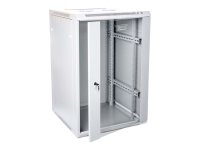 Racková skriňa 19'' 18U (600x600mm - závesná - šedá - presklené dvere)