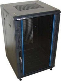 Racková skriňa 19'' 18U (600x800mm - stojaca - čierna - sklenené dvere)