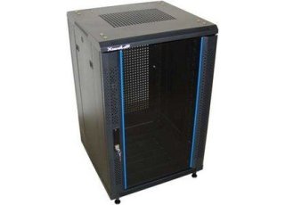 Racková skriňa 19'' 18U (600x800mm - stojaca - čierna - sklenené dvere)