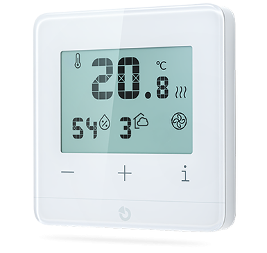 Zbernicový izbový termostat s meraním CO2 - biely - JB-112TP